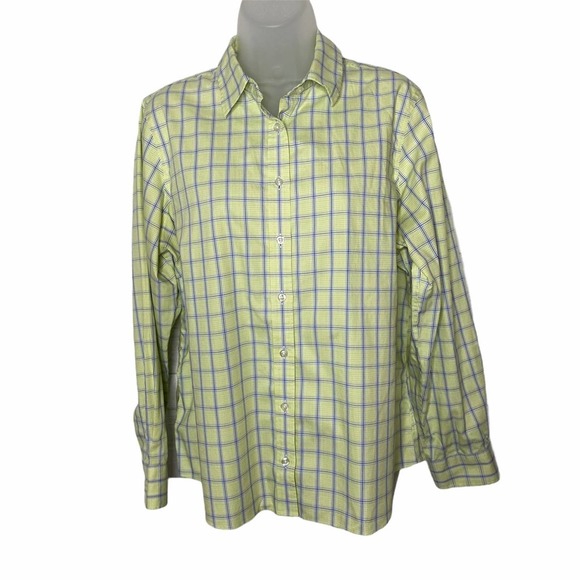 Lands End No Iron Shirt Womens Pinpoint Oxford Button Down Long Sleeve Green 16P - Picture 3 of 9